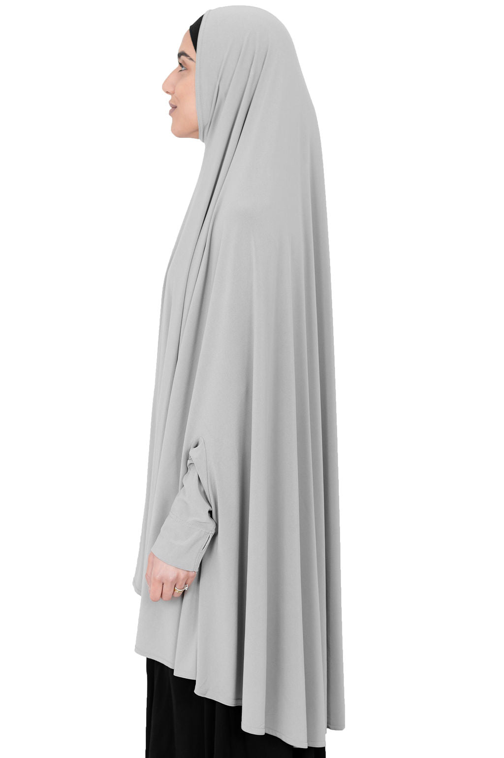 Standard Length Sleeved Jelbab in Silver Grey - Behind The Veil