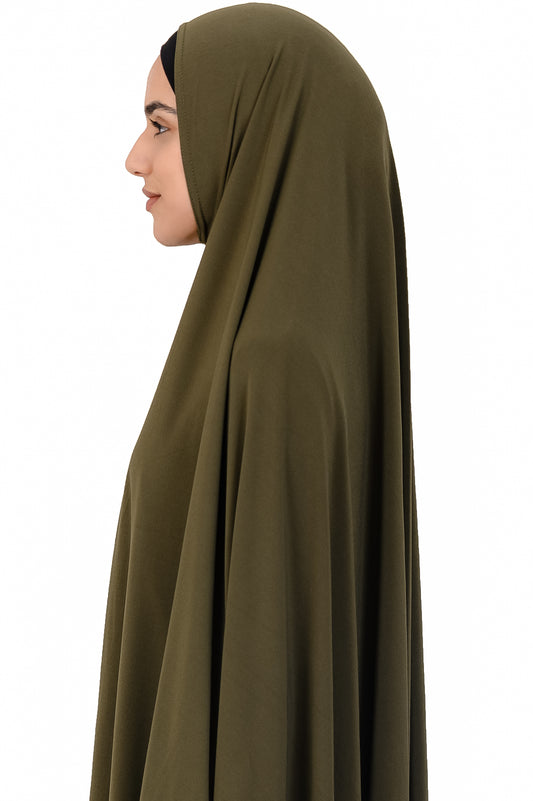 Standard Jersey Jelbab in Dark Khaki - Behind The Veil