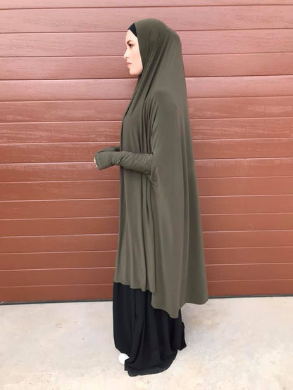 Long Sleeved Jelbab in Dark Khaki