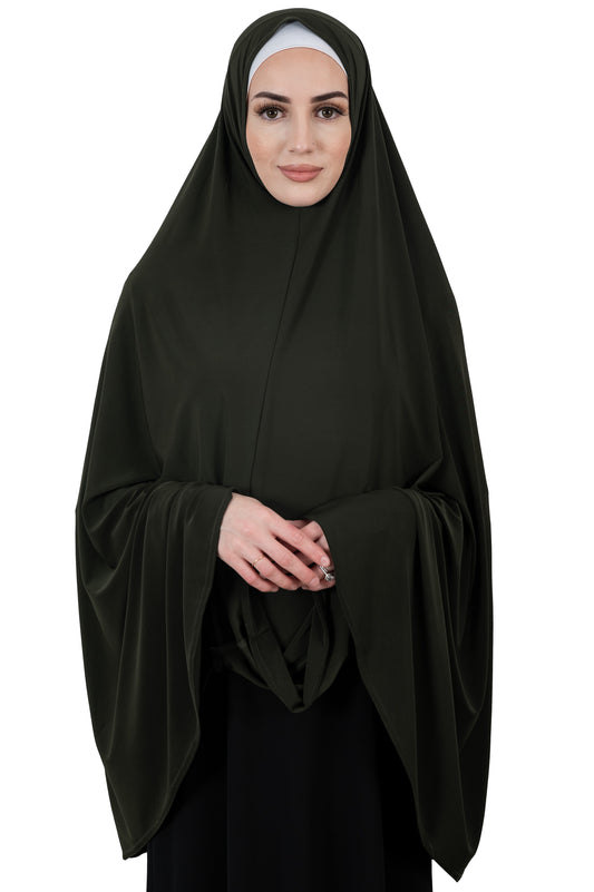 Long Standard Jelbab in Dark Khaki Green