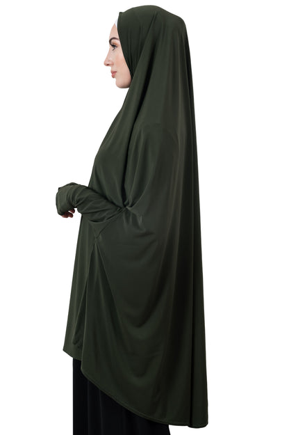 Standard Sleeved Jelbab in Dark Khaki Green