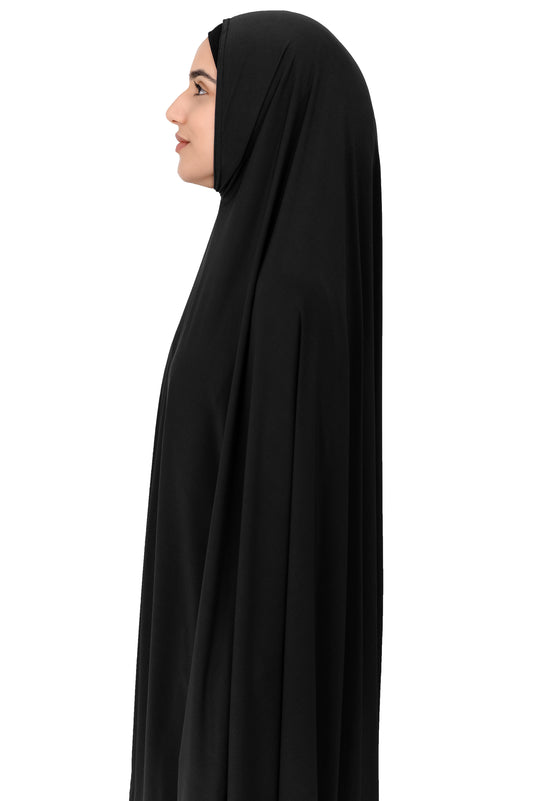 Standard Length Sleeved Jelbab in Black - Behind The Veil